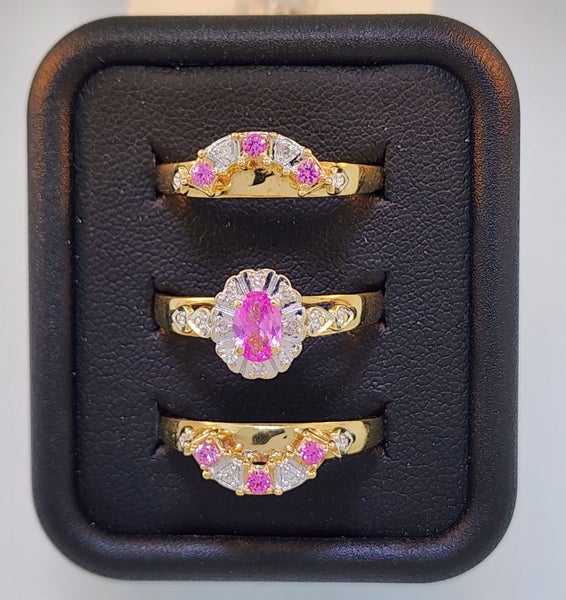 Syn. Pink Sapphire & Diamond 3 Ring Set + Valuation Carousel 2
