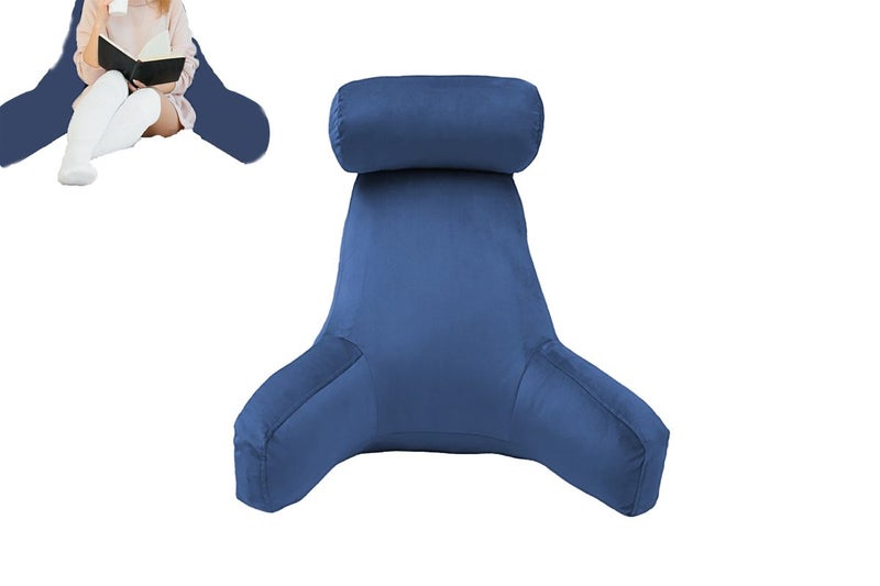 Reading Pillow Rest Back Support Pillow with Arms for Sitting in Bed-Blue(with a Carousel 1