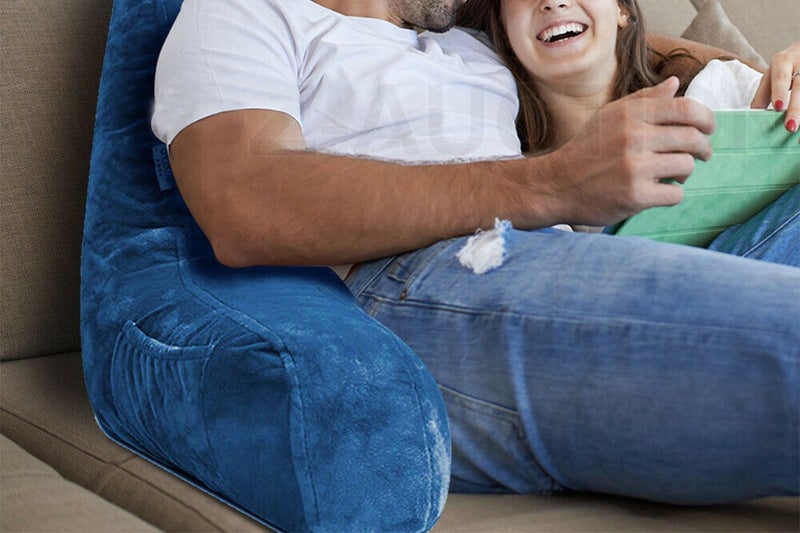 Reading Pillow Rest Back Support Pillow with Arms for Sitting in Bed-Blue(with a Carousel 2