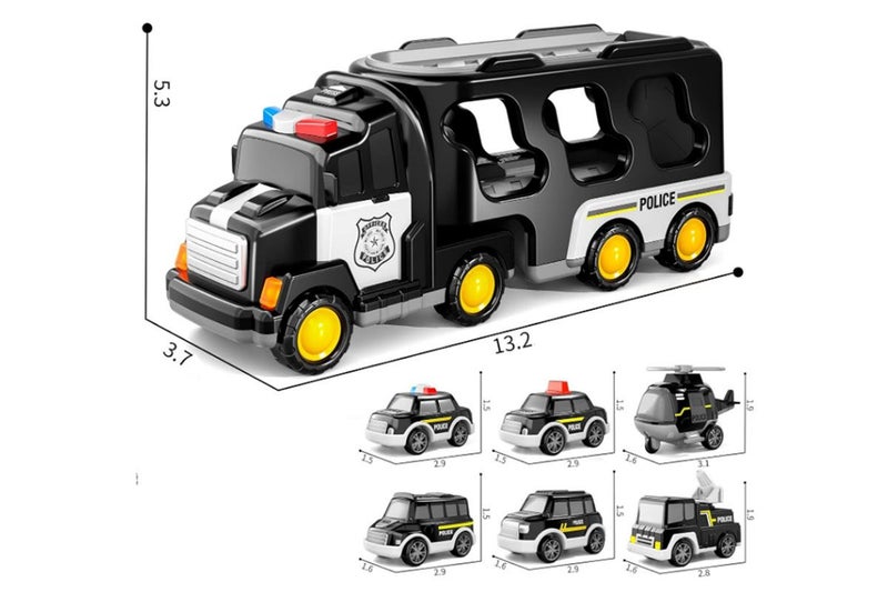 Transport Toy Truck Set with 6 Mini Cars LED Sound Vehicle-Black Carousel 2