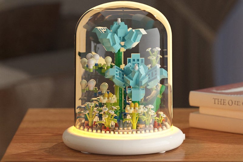 Toy Flower Building Blocks Kits Bricks Toys for Home Office Decoration-Blue Ench Carousel 1
