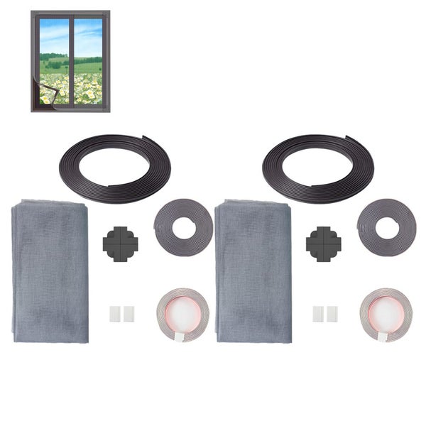 2pcs Magnetic Window Screen Mesh Adjustable DIY Window Frame Replacement Kit-Gre Carousel 1
