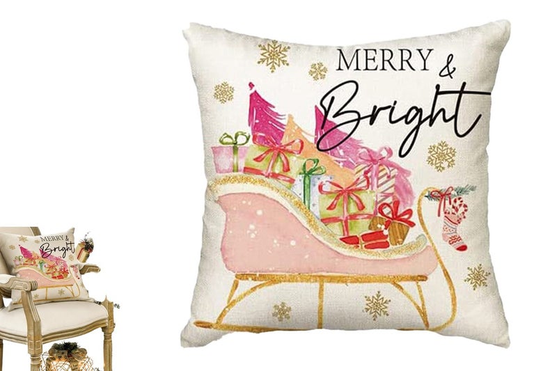 Christmas Pillowcase for Living Room Sofa Home Bedroom Decoration-Merry Bright Carousel 1