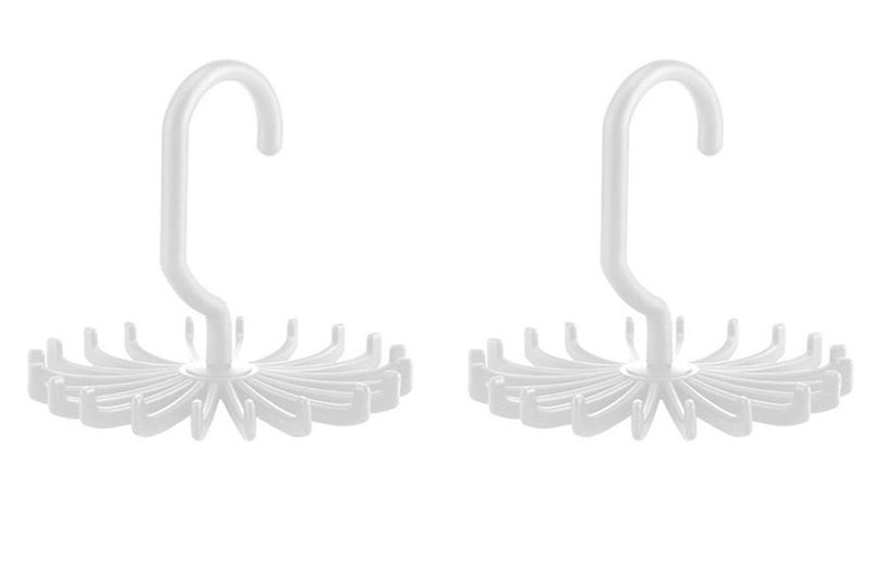 2Pcs 360-Degree Rotatable Hook Hanger Organizers Hanging Neck Tie Racks Carousel 2