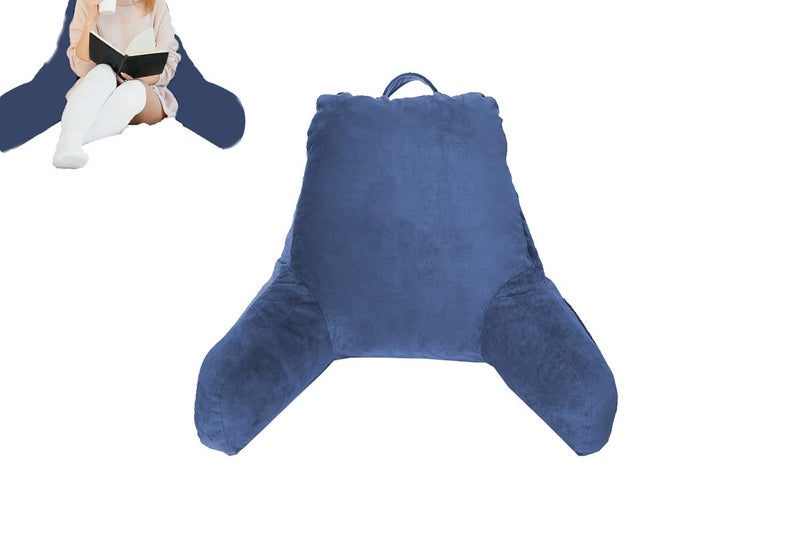 Reading Pillow Rest Back Support Pillow with Arms for Sitting in Bed-Blue(withou Carousel 1