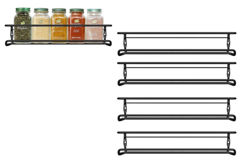4Pcs Carbon Steel Kitchen Spice Racks Wall Mounted Cupboard Door Jar Storage Org Carousel 1