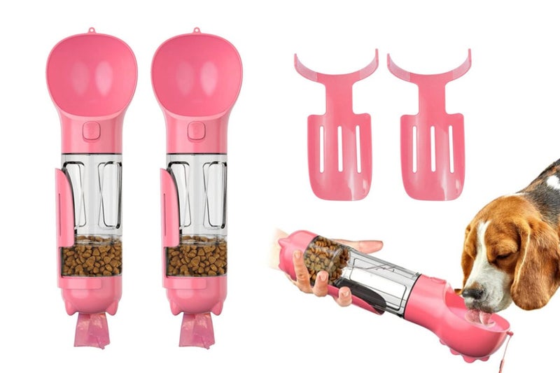 2Pcs 4 in1 Pet Feeder 300ml Dog Cat Water Bottle Travel Pooper Scooper For Outdo Carousel 1