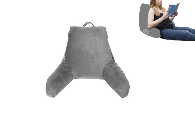 Reading Pillow Rest Back Support Pillow with Arms for Sitting in Bed-Grey(withou Carousel 1