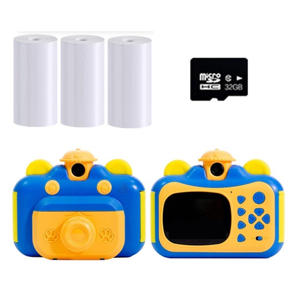 Toy 4000W Pixel Kids Instant Print Camera Photo Paper Set with 32GB Card -Blue Carousel 1