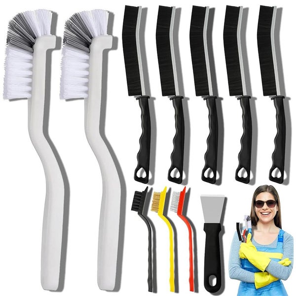 11Pcs Crevice Cleaning Brush Set Hard Bristle Cleaning Supplies Bathroom Cleaner Carousel 1