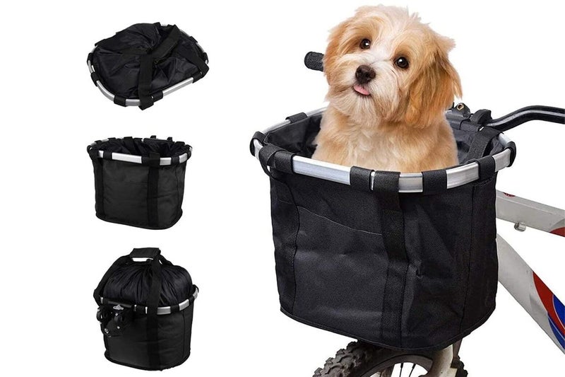 Portable Foldable Breathable Dog Bike Basket Puppy Bike Seat Suitable For Campin Carousel 1