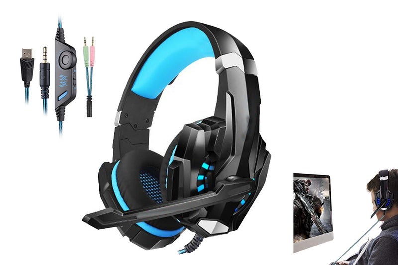 Wireless Gaming Headset Over Ear Headphones with LED Light for PC Mac Laptop Pho Carousel 1