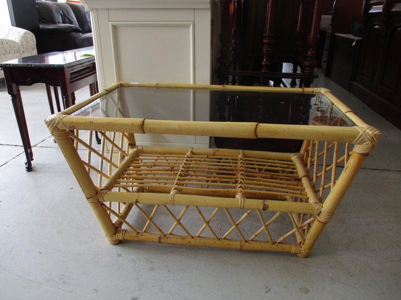 2839 GLASS TOP CANE COFFEE TABLE Carousel 2