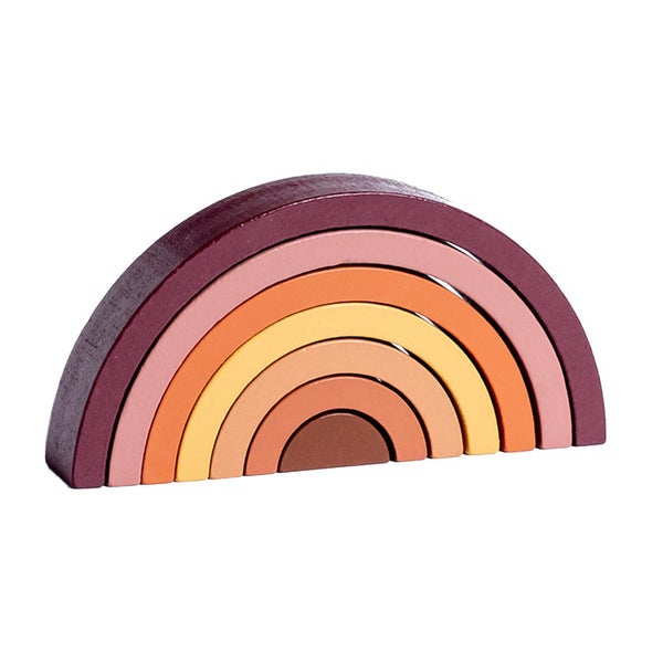 Toy Wooden Rainbow Stacker Nesting Puzzle Blocks Matching Tunnel Stacking Game J Carousel 2