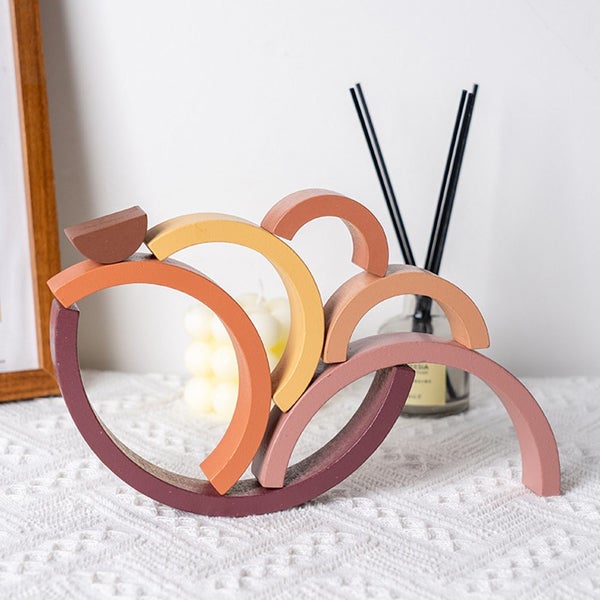 2pcs Toy Wooden Rainbow Stacker Nesting Puzzle Blocks Matching Tunnel Stacking G Carousel 10