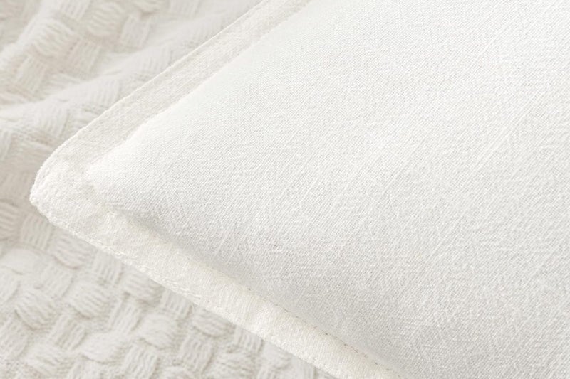 2Pcs Linen Plain Solid Colour Cushion Cover Decorative Pillow Case-White Carousel 5