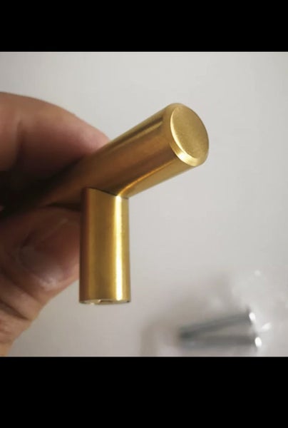 brushed Gold (brass look) metal cupboard t handle 128mm holes Carousel 2