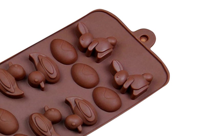 2Pcs Silicone Duck Egg Rabbit Chocolate Molds Trays Cake DIY Easter Baking Tools Carousel 6