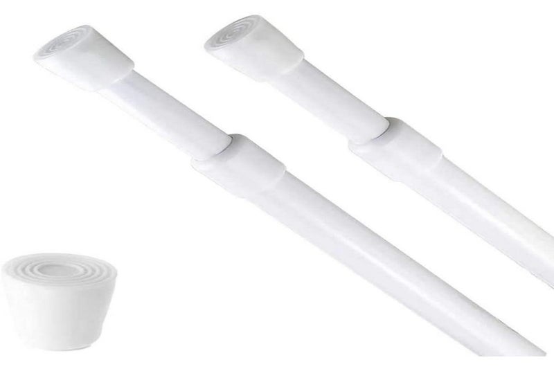 2PCS Tension Rod Window DIY Projects Cupboard Wardrobe Curtain Rods-White Carousel 1