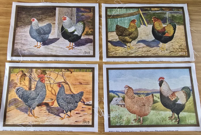 Quilted Wall Hanging Kit. Chickens - set 1. Quilt blocks -4"x6" Carousel 1