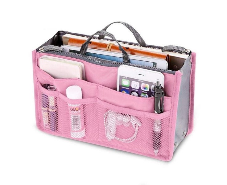 Purse Organizer Insert Handbag & Tote Organizer Bag In Bag With Zipper-Pink Carousel 1