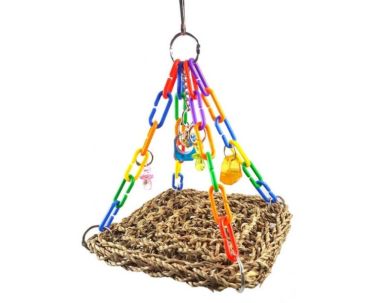 Parrot Straw Net Swing Climbing Chew Toy -6 Link Chains Carousel 1