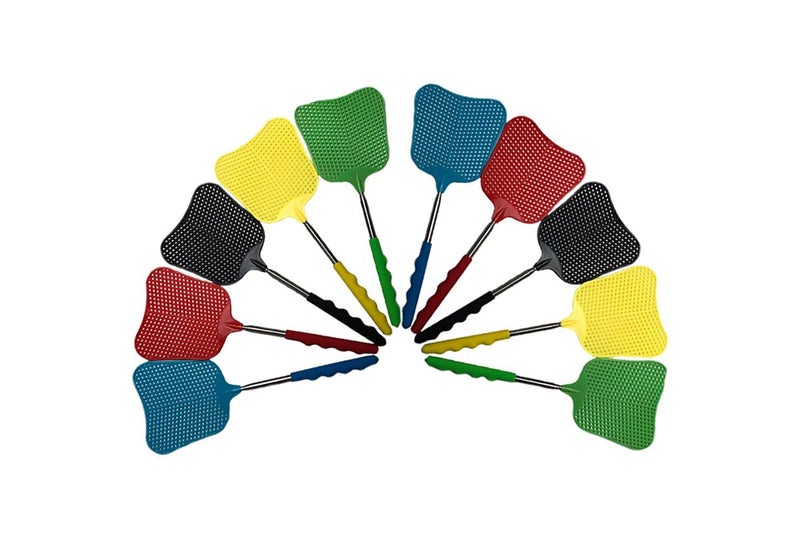 Fly Swatter 10 Pack Plastic Heavy Duty Manual Fly Killer Carousel 1