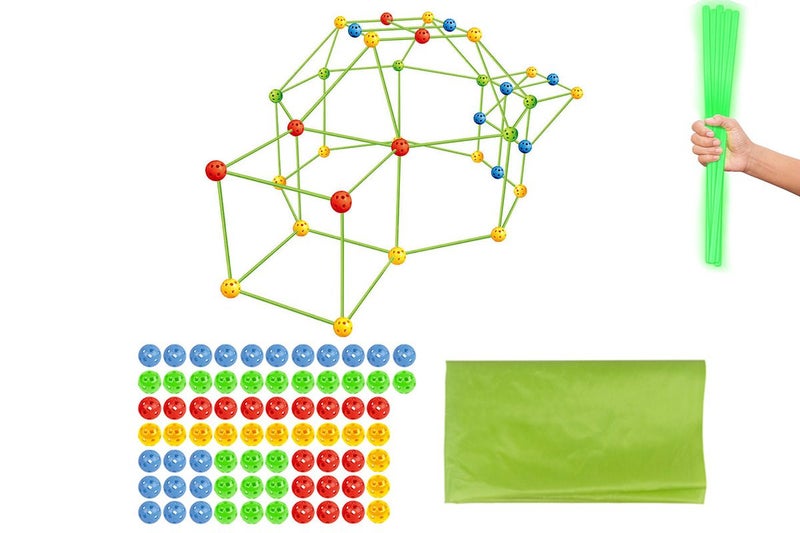 175Pcs Tent Fort Building Kit Glow In The Dark Tent STEM Construction Toy Carousel 1