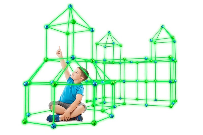175Pcs Tent Fort Building Kit Glow In The Dark Tent STEM Construction Toy Carousel 2