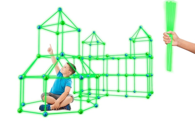 175Pcs Tent Fort Building Kit Glow In The Dark Tent STEM Construction Toy Carousel 10