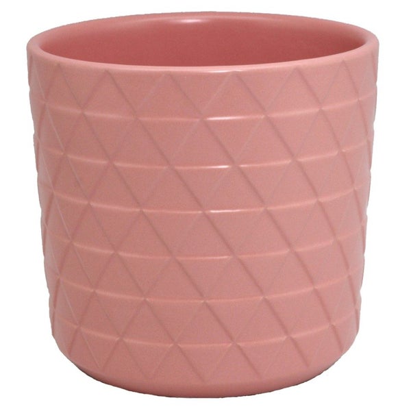 Vase /Planter - Ceramic Pot in Coral Geometric Design. Has a drainage hole. Carousel 1