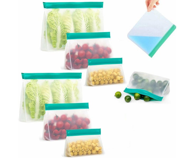 6Pcs Reusable Ziplock Leakproof Snack Bags Food Storage Bags Carousel 1