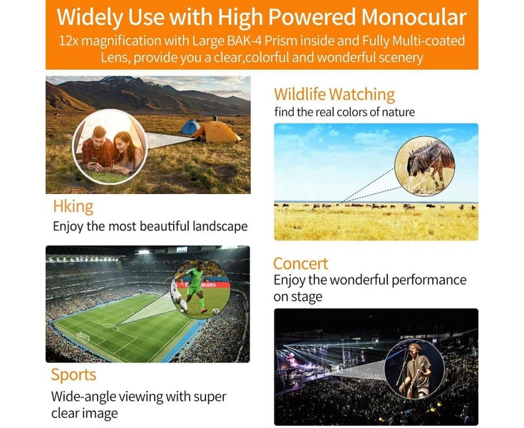 12X50 Monocular Telescope High Definition Portable Monocular Telescope Carousel 8