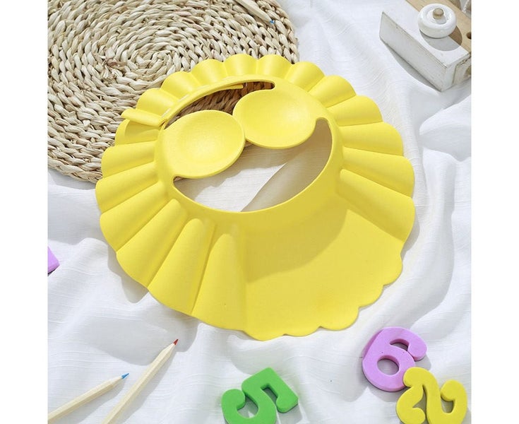 2Pcs Adjustable Kids Baby Shower Cap Children Wash Hair Shield Visor Yellow Carousel 2