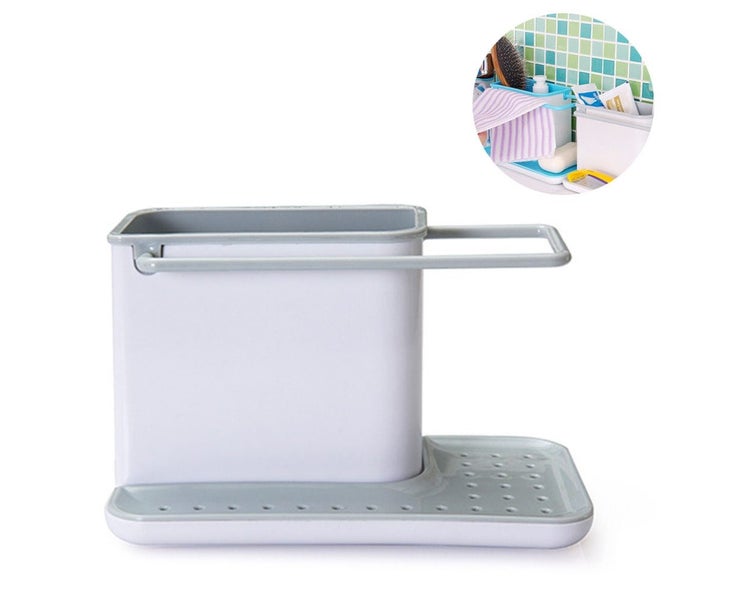 Kitchen Sink Caddy Organizer, Sponge Holder for Sink - Grey Carousel 1