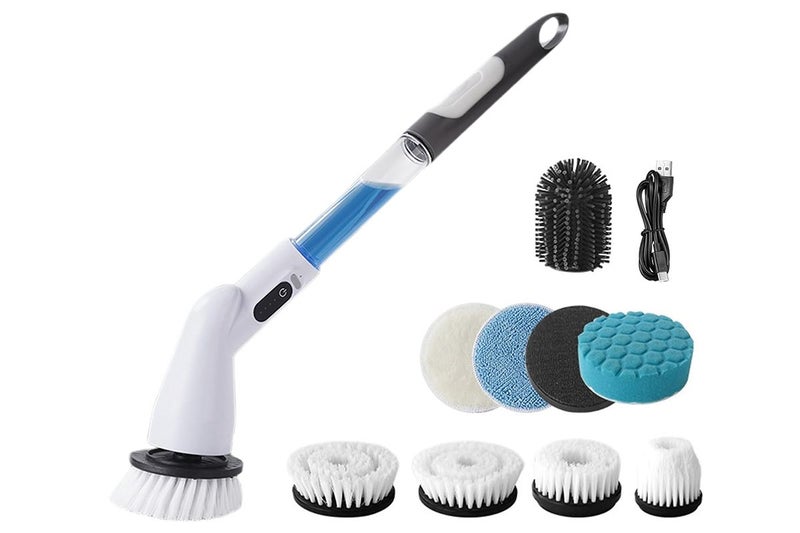 Electric Spin Scrubber with Replaceable Brush Heads Shower Cleaner Brush Carousel 1
