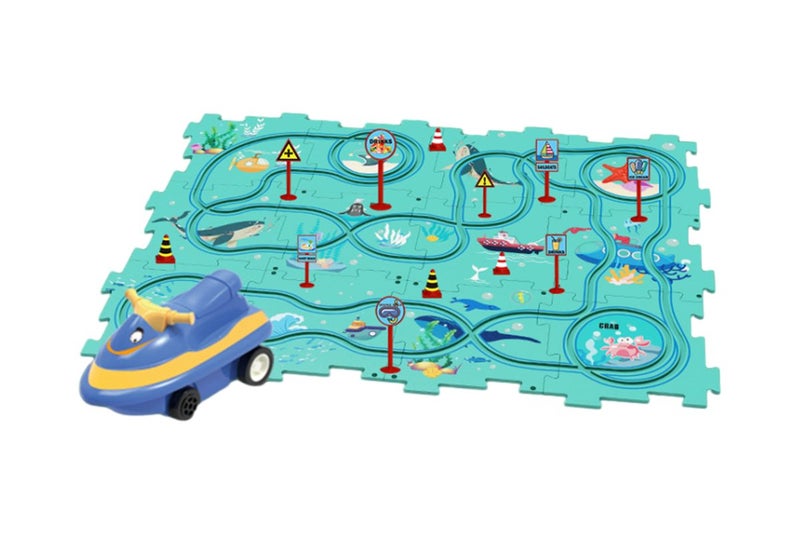 DIY Car Track Puzzle Play Set With A Cute Vehicle Preschool Educational Montesso Carousel 1