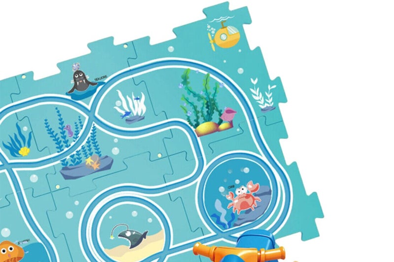 DIY Car Track Puzzle Play Set With A Cute Vehicle Preschool Educational Montesso Carousel 3