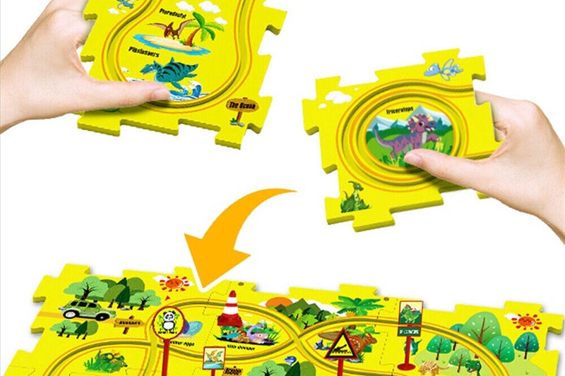 DIY Car Track Puzzle Play Set With A Cute Vehicle Preschool Educational Montesso Carousel 4