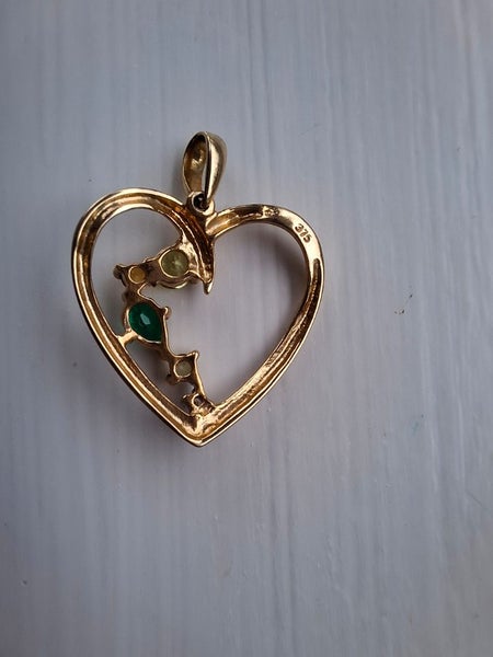 9ct yellow gold and multi coloured cubic zirconia heart pendant Carousel 4