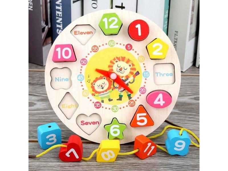 4 Styles Cartoon Animal Wooden Beaded Geometry Digital Clock Puzzles For Carousel 1