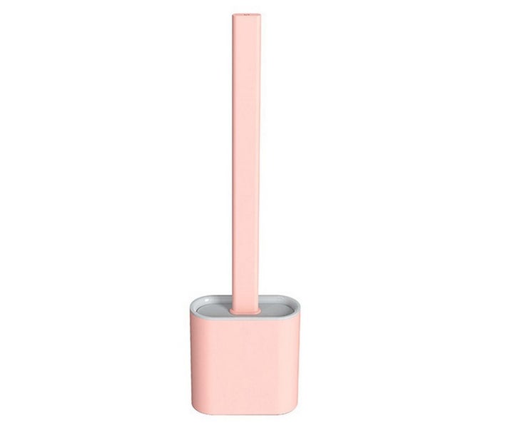 Silicone Toilet Cleaning Brush with Holder-Pink Carousel 1