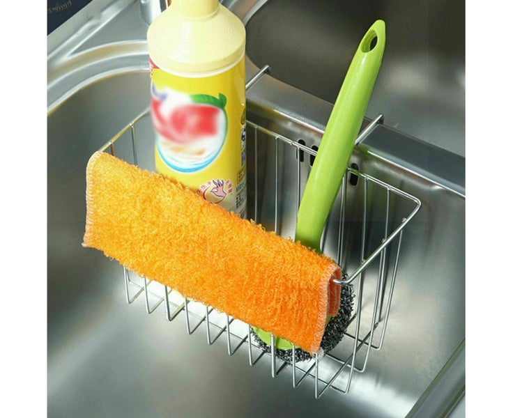 Kitchen Sink Caddy Tidy Storage Holder Rack Cleaning Stainless Steel Organizer Carousel 2