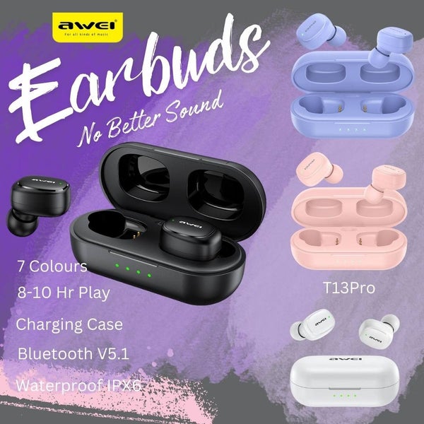 Upgrade Your Sound: Awei T13Pro Earbuds with Fast Charging & Long Last Battery Carousel 1