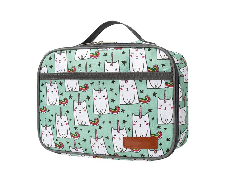 Lunch Bag Oil-proof Sturdy Handle Cloth Cat Print Cooler Bag for Children - B Carousel 1