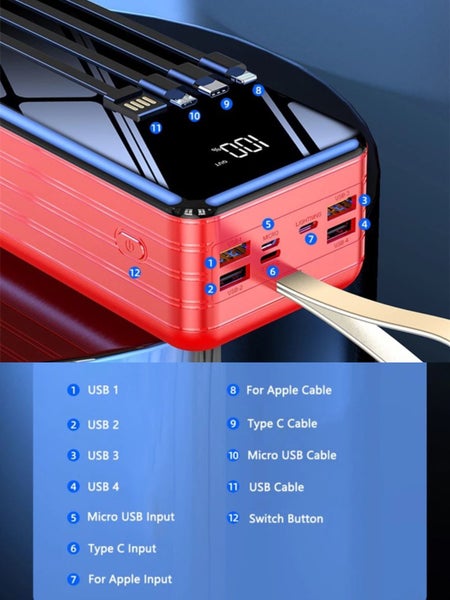 50kmAh/100KmAh Power bank - 66W Fast Charge - 4 USB Ports - Digital Readout Carousel 1