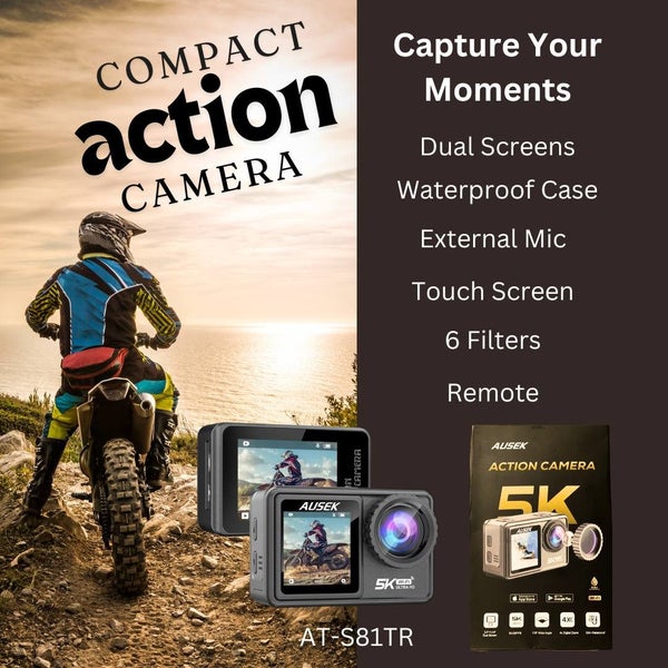 5K Action Camera - Dual Screen - 48 MP- 6 Lens Package- 30m Waterproof Carousel 2