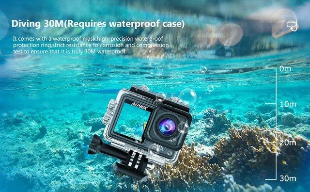 4K Action Camera 60fps - Dual Screens - 6 Filter Lens - Anti Shake - 30m Case64289040276354114