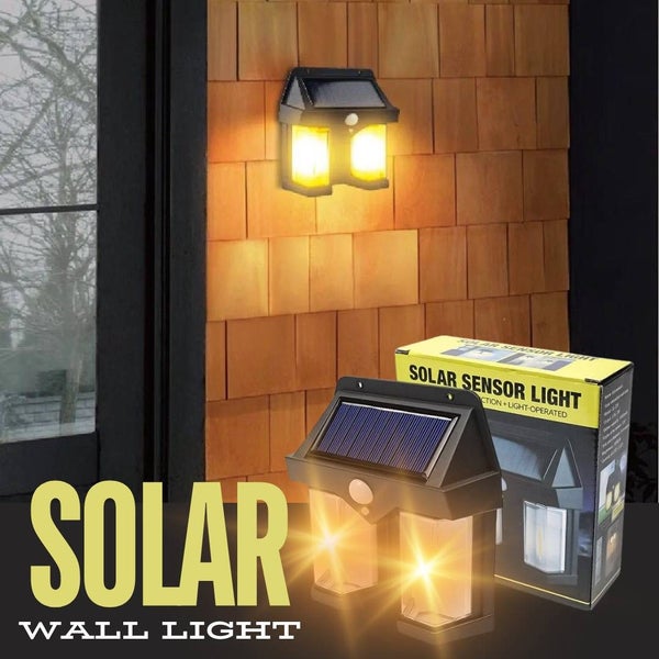 Solar Sensor Wall Light - Dual Tungsten Lamp - Warm White - Waterproof Carousel 1
