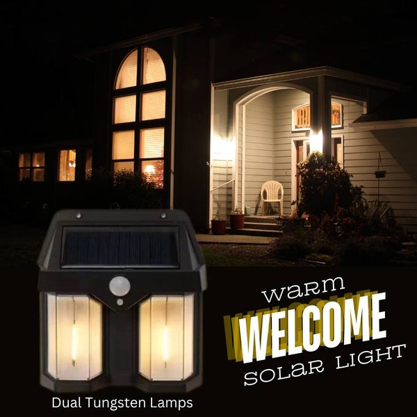 Solar Sensor Wall Light - Dual Tungsten Lamp - Warm White - Waterproof Carousel 2